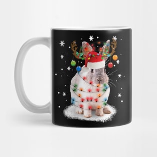 Bunny Rabbit Christmas Lights Santa Hat Funny Xmas Mug